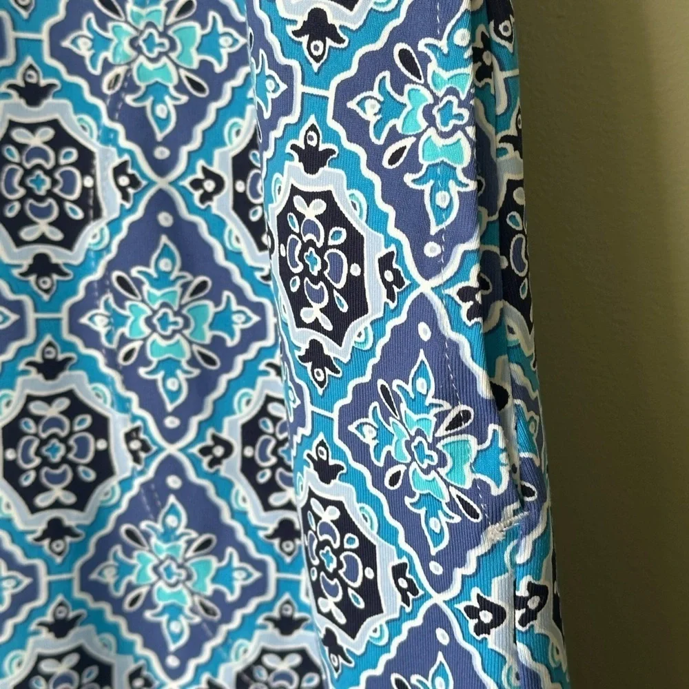 Tommy Bahama Tika Tiles Split-Neck Swim Dress Pop Over Pockets Beach Vacation M - Picture 7 of 9